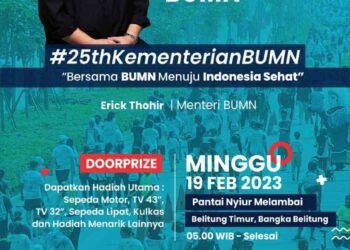 Bertabur Hadiah, Ramaikan Jalan Sehat Bersama BUMN di Pantai Nyiur Melambai Beltim