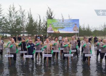 Canangkan Program Sejuta Pohon Untuk Cegah Abrasi, PT Timah dan Polda Babel Jalin Kolaborasi