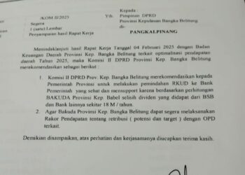 Diduga Kepercayaan Menurun, Komisi II DPRD Minta RKUD Dipindahkan Dari Bank Sumsel Babel