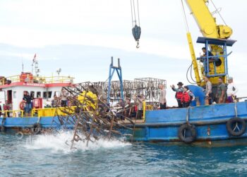 Knalpot Sitaan Ditlantas Polda Babel Jadi Rumpon di Perairan Rebo, Kolaborasi PT Timah dan Kepolisian