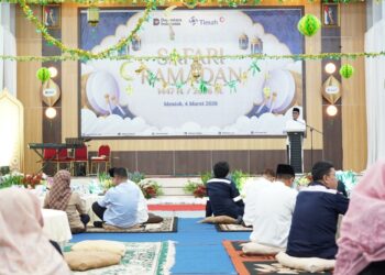 Safari Ramadan PT Timah di Mentok, Ratusan Anak Yatim Terima Santunan