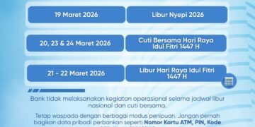 Catat! Jadwal Libur Operasional Bank Sumsel Babel Maret 2026, Layanan Digital Tetap Jalan