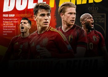 Duel Panas Fase Grup, Spanyol dan Belgia Berebut Tiket Aman